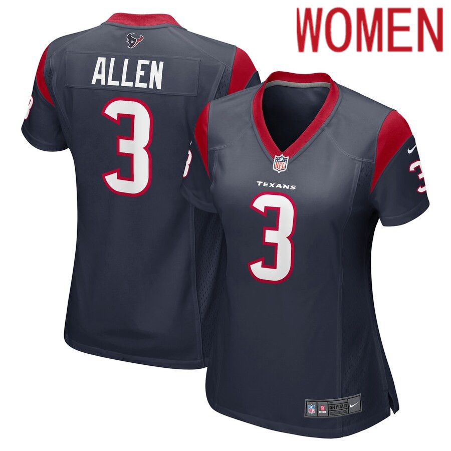 Women Houston Texans #3 Kyle Allen Nike Navy Game NFL Jersey->women nfl jersey->Women Jersey